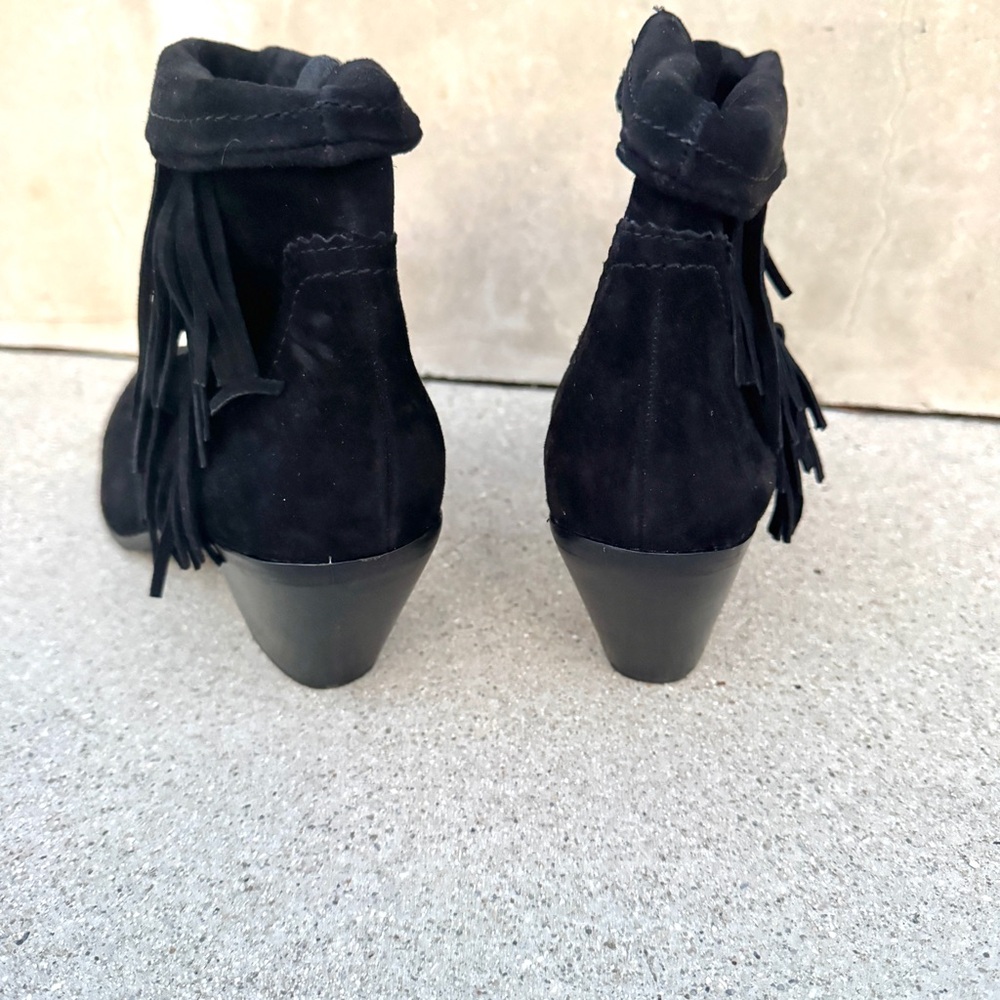 Sam Edelman Louie Ankle BOOTS black suede Fringe Bootie Boot new 13 western zip - Picture 9 of 12